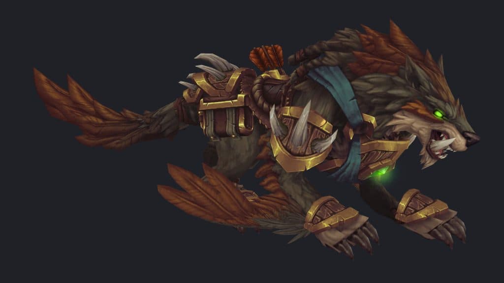 Huntmaster’s Loyal, Dire, and Fierce Wolfhawks lined up after completing Night of the Wilds