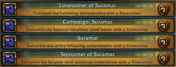 Suramar achievement tracker board