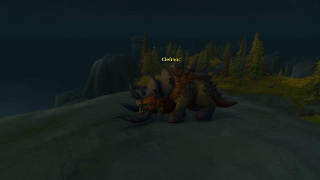 Clefthoof standing on the cliffs of Stormheim